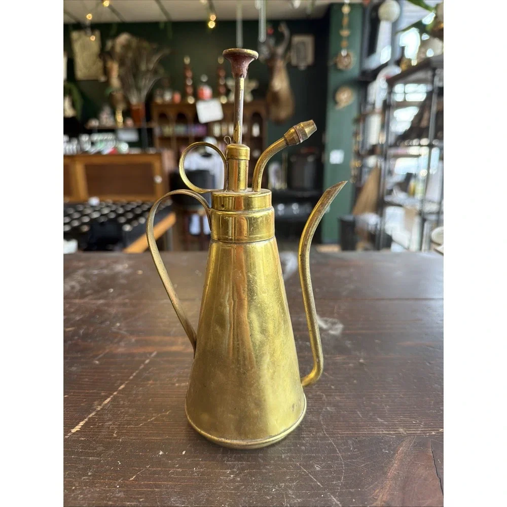 Antique Brass Oil Bottle Cup Vintage H22cm A-9433017-D